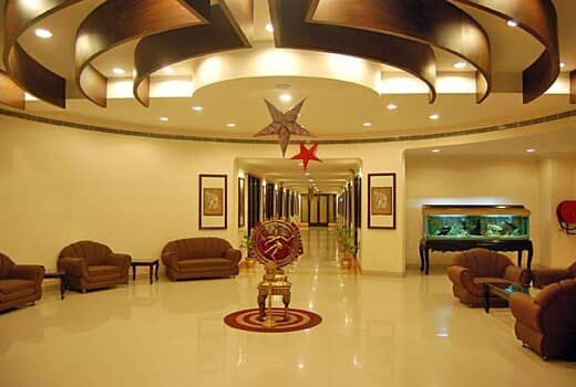 Reception desk at the hotel entrance